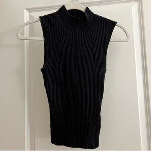 PAIGE Black Ribbed Tank Top